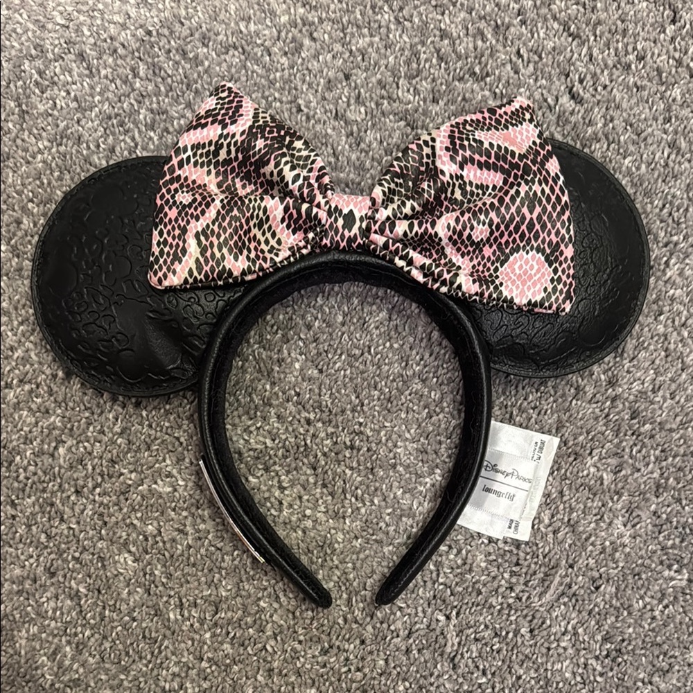 Disney Black Ears with Pink and White Bow Headband